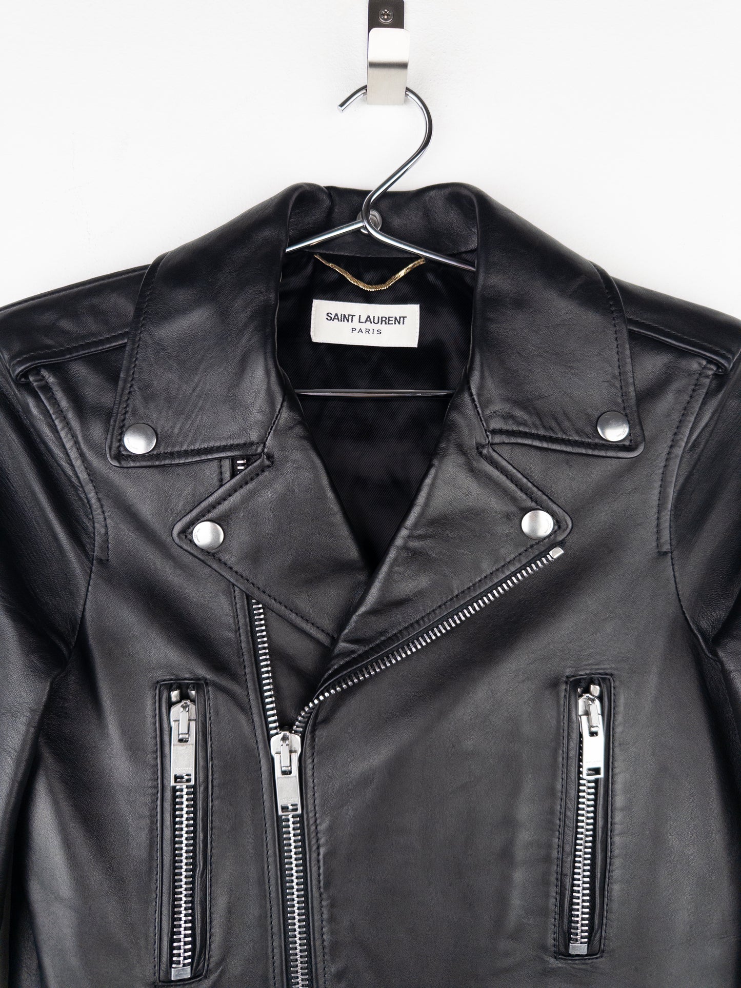 Saint Laurent AW17 Perfecto Biker Patch Leather Jacket