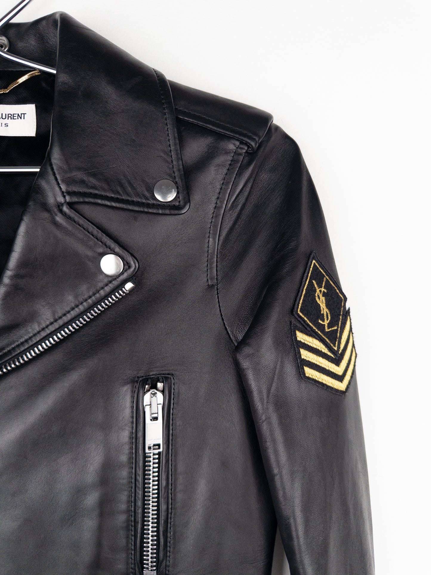 Saint Laurent AW17 Perfecto Biker Patch Leather Jacket