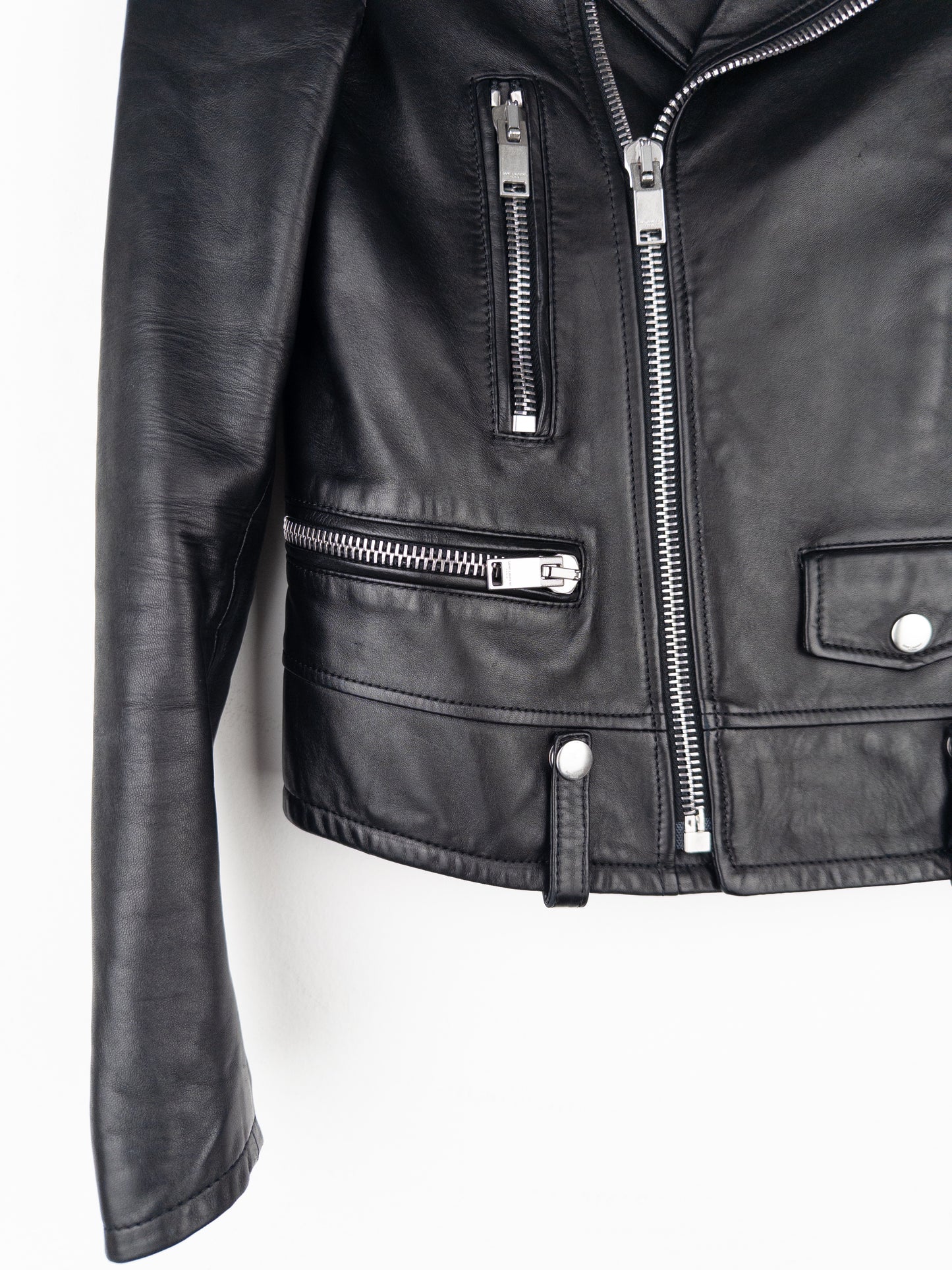 Saint Laurent AW17 Perfecto Biker Patch Leather Jacket