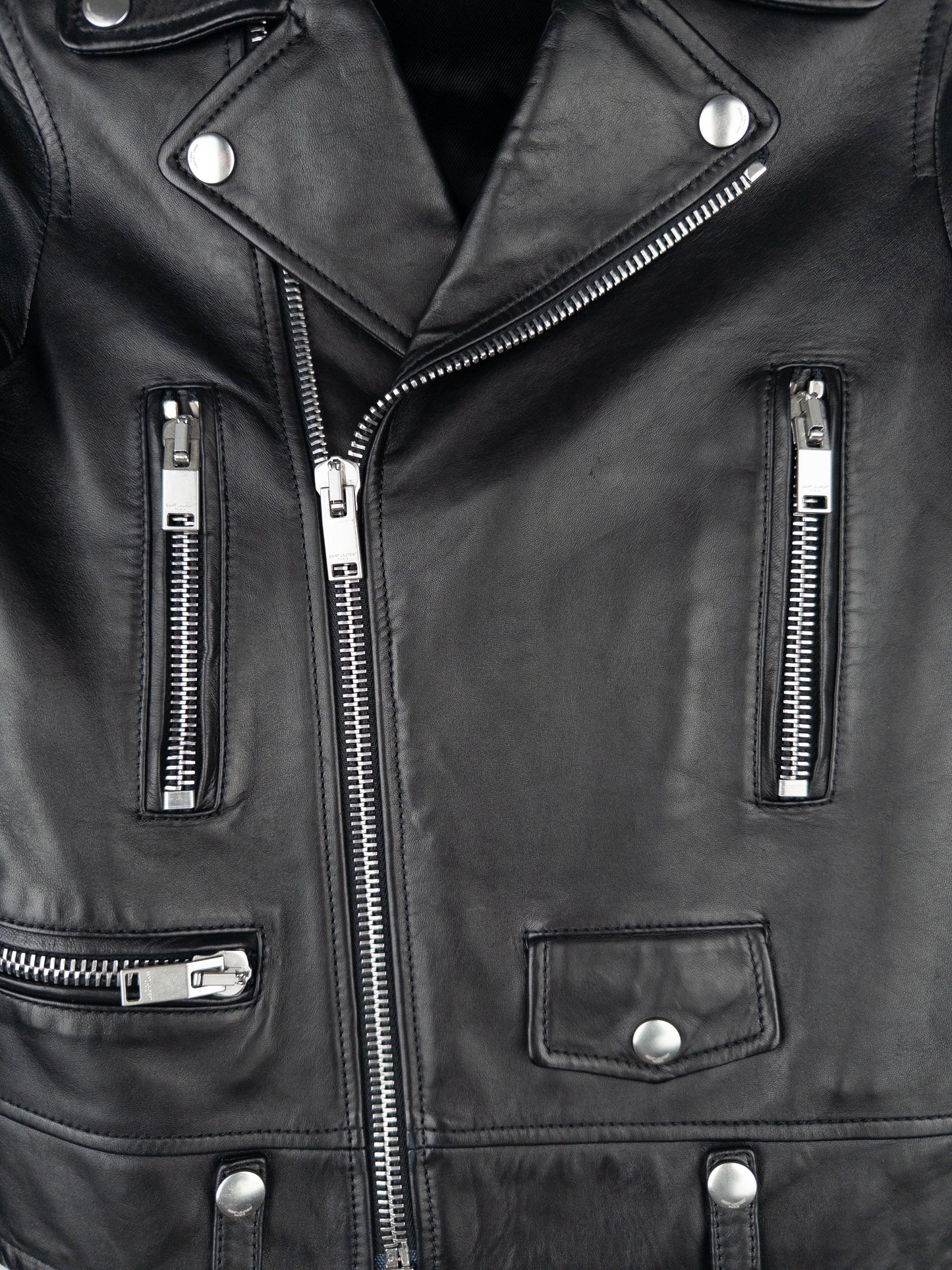 Saint Laurent AW17 Perfecto Biker Patch Leather Jacket