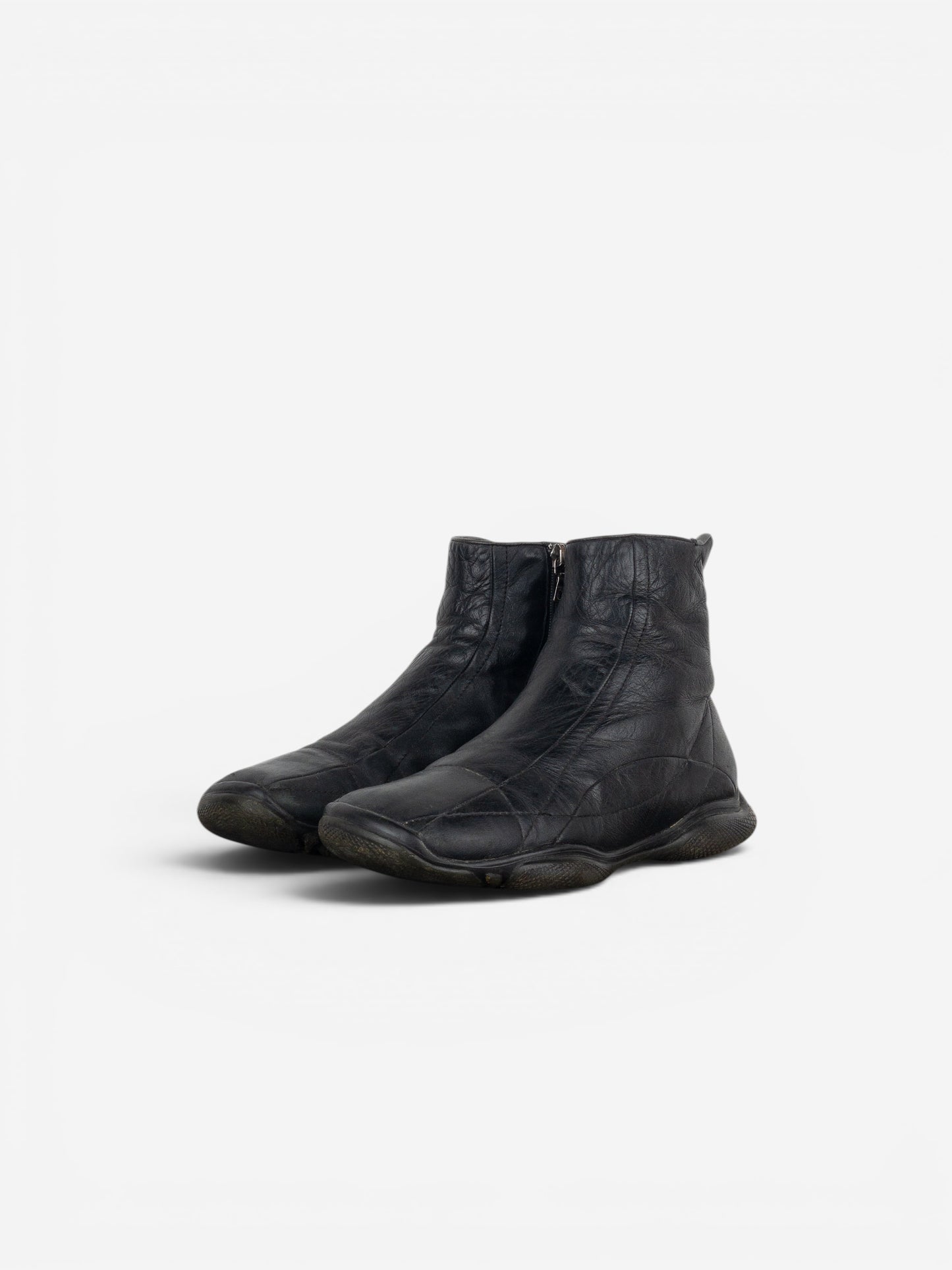 Prada AW99 Square Toe Biker Moto Sports Ankle Boots