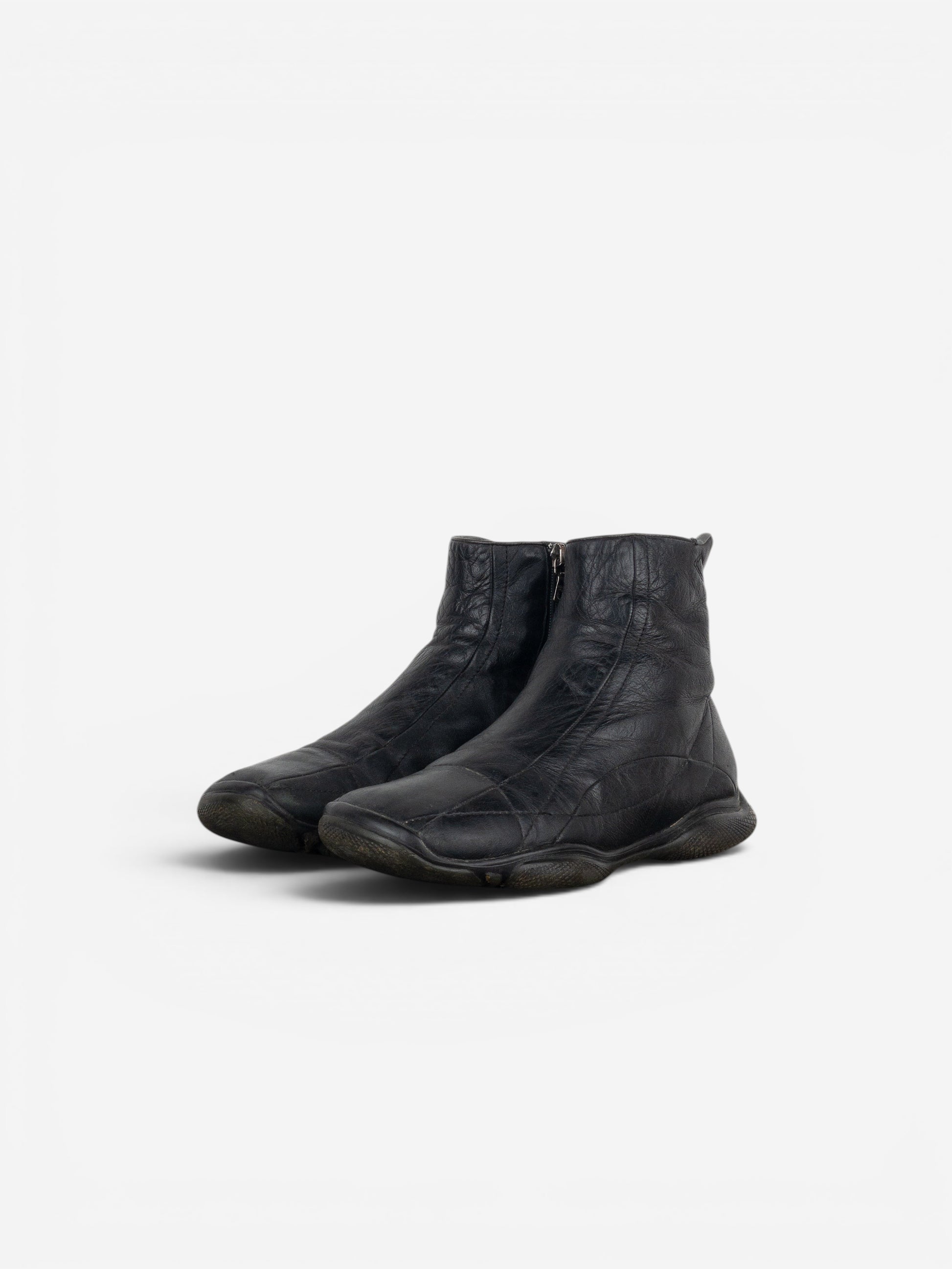 Prada AW99 Square Toe Biker Moto Sports Ankle Boots