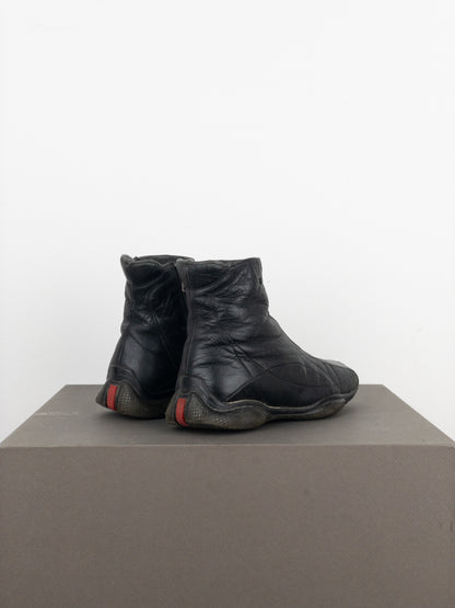 Prada AW99 Square Toe Biker Moto Sports Ankle Boots