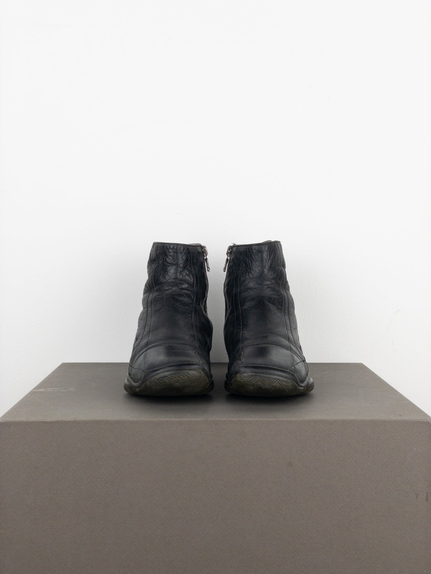 Prada AW99 Square Toe Biker Moto Sports Ankle Boots