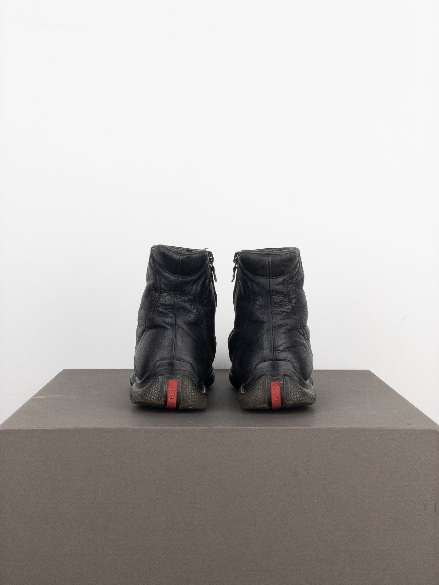 Prada AW99 Square Toe Biker Moto Sports Ankle Boots