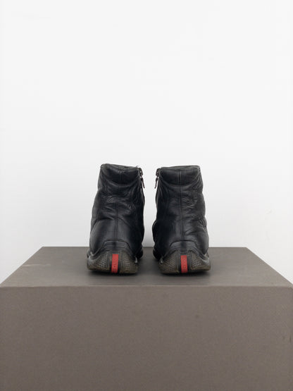 Prada AW99 Square Toe Biker Moto Sports Ankle Boots