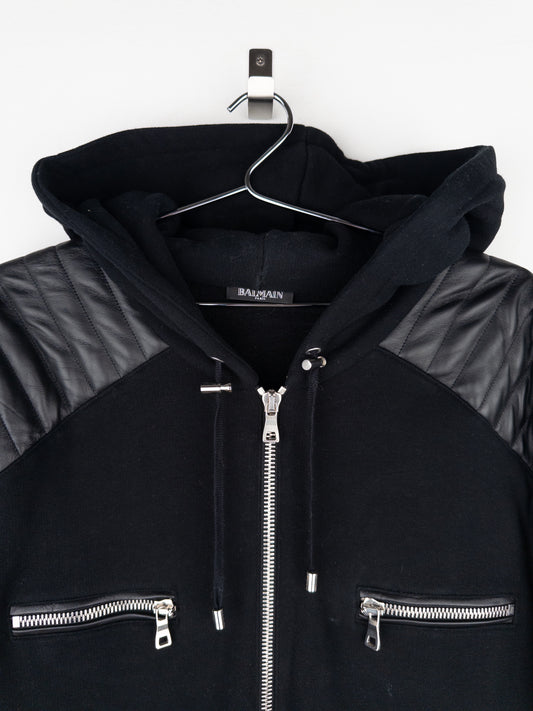 Balmain by Olivier Rousteing 2010s Leather Biker Zip-Hoodie – photo 3