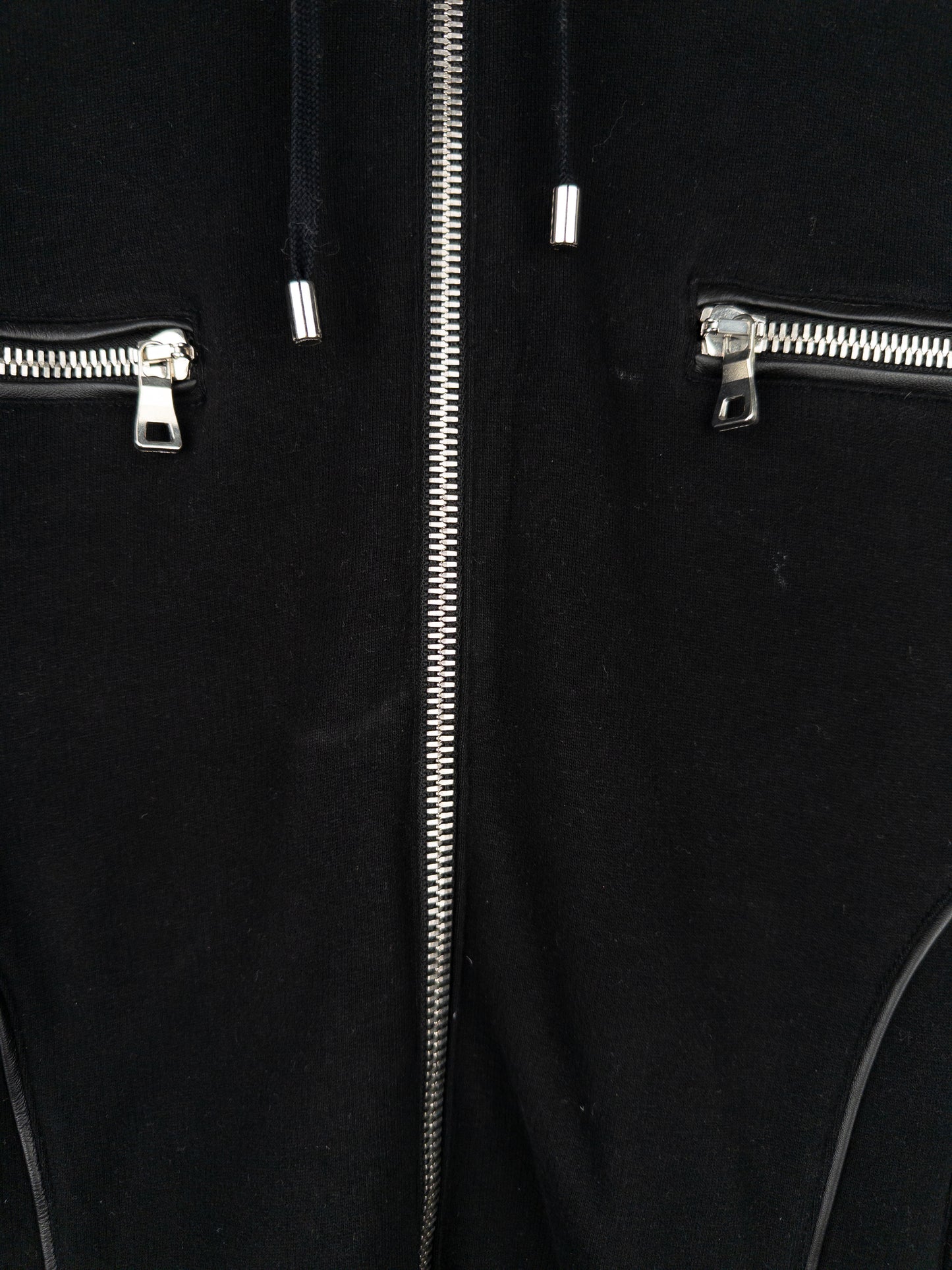 Balmain by Olivier Rousteing 2010s Leather Biker Zip-Hoodie