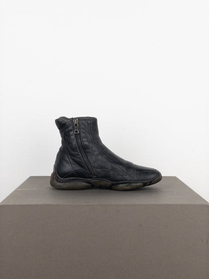 Prada AW99 Square Toe Biker Moto Sports Ankle Boots