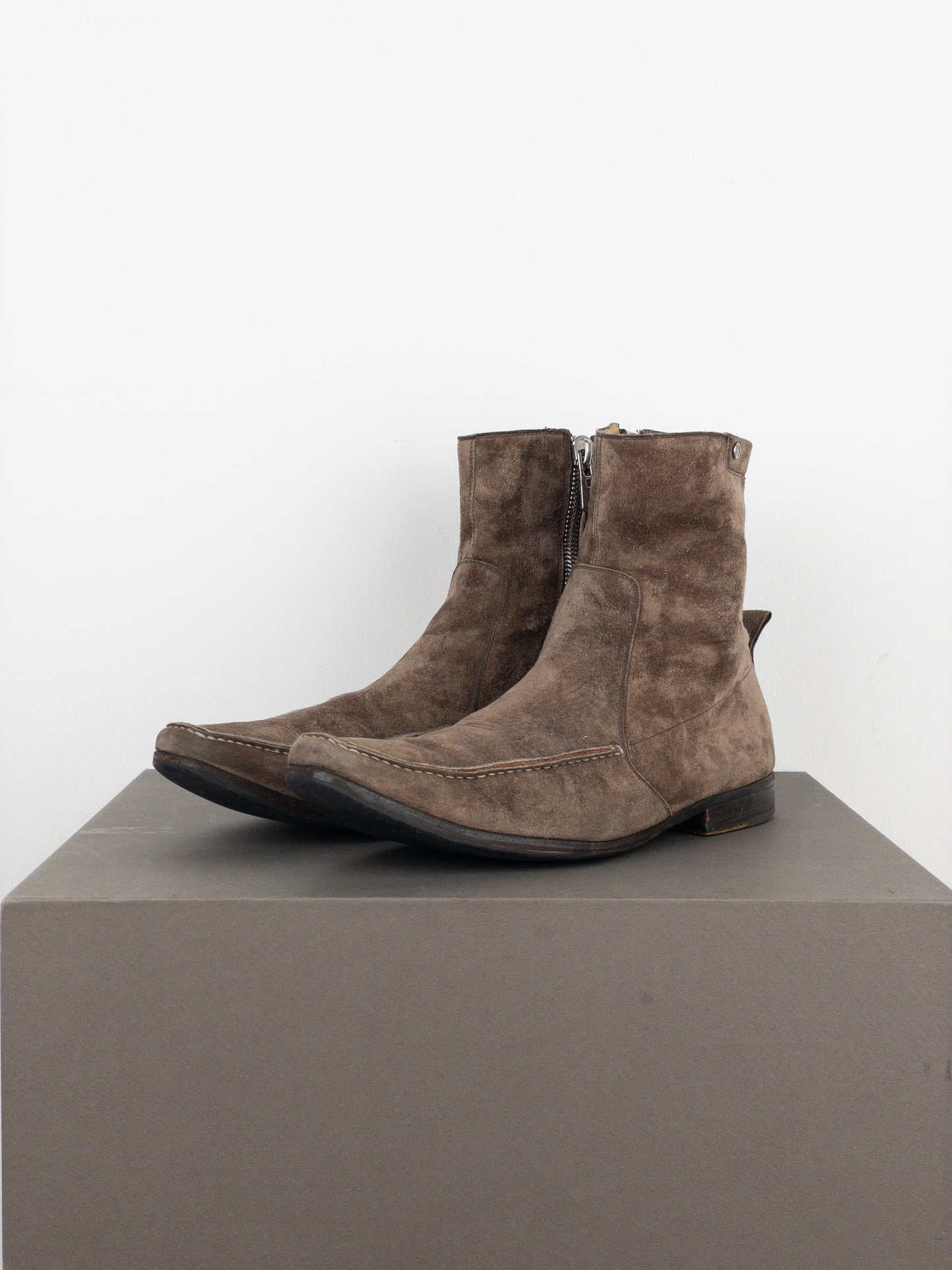 Yves Saint Laurent Rive Gauche by Tom Ford 1990s Suede Zip Ankle Boots