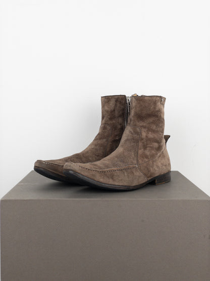 Yves Saint Laurent Rive Gauche by Tom Ford 1990s Suede Zip Ankle Boots