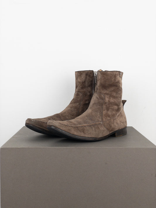 Yves Saint Laurent Rive Gauche by Tom Ford 1990s Suede Zip Ankle Boots