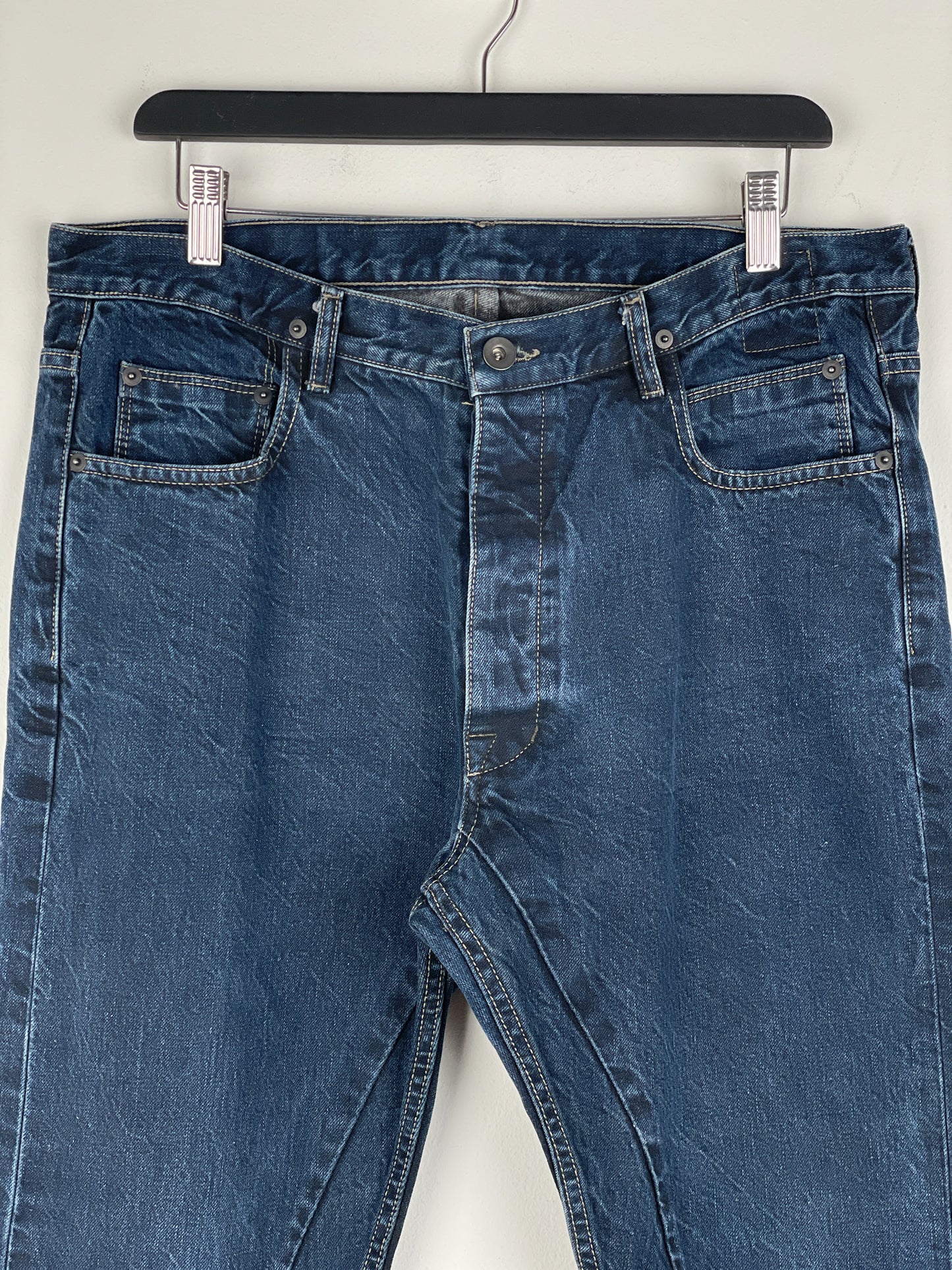 Rick Owens DRKSHDW SS16 'Cyclops' Torrence Cut Denim Jeans