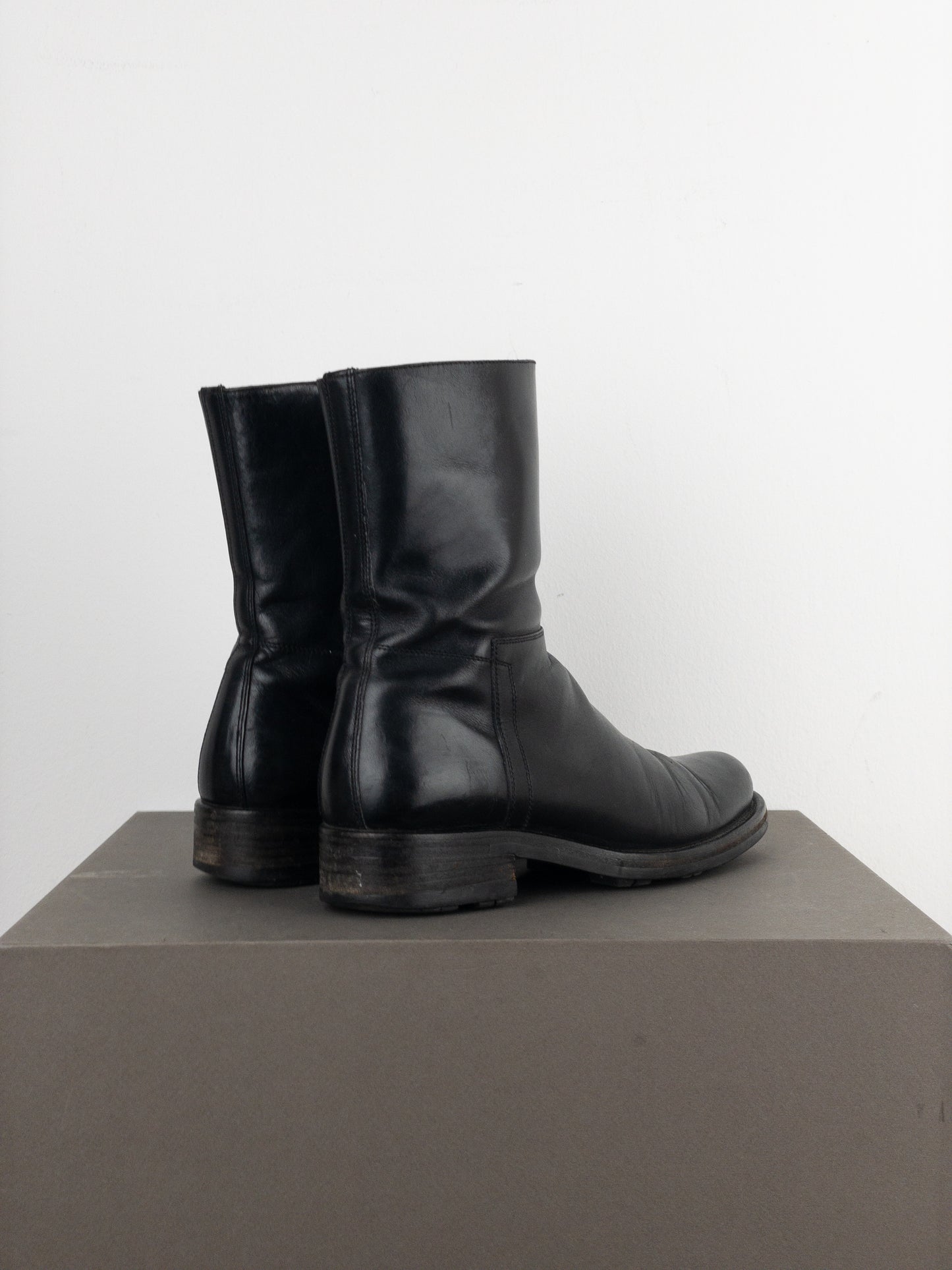 Prada 2000s Leather Biker Moto Ankle Boots
