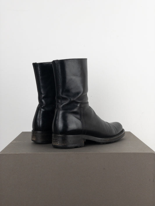 Prada 2000s Leather Biker Moto Ankle Boots