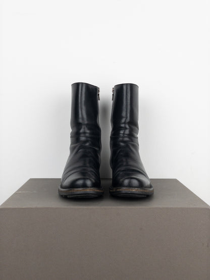 Prada 2000s Leather Biker Moto Ankle Boots