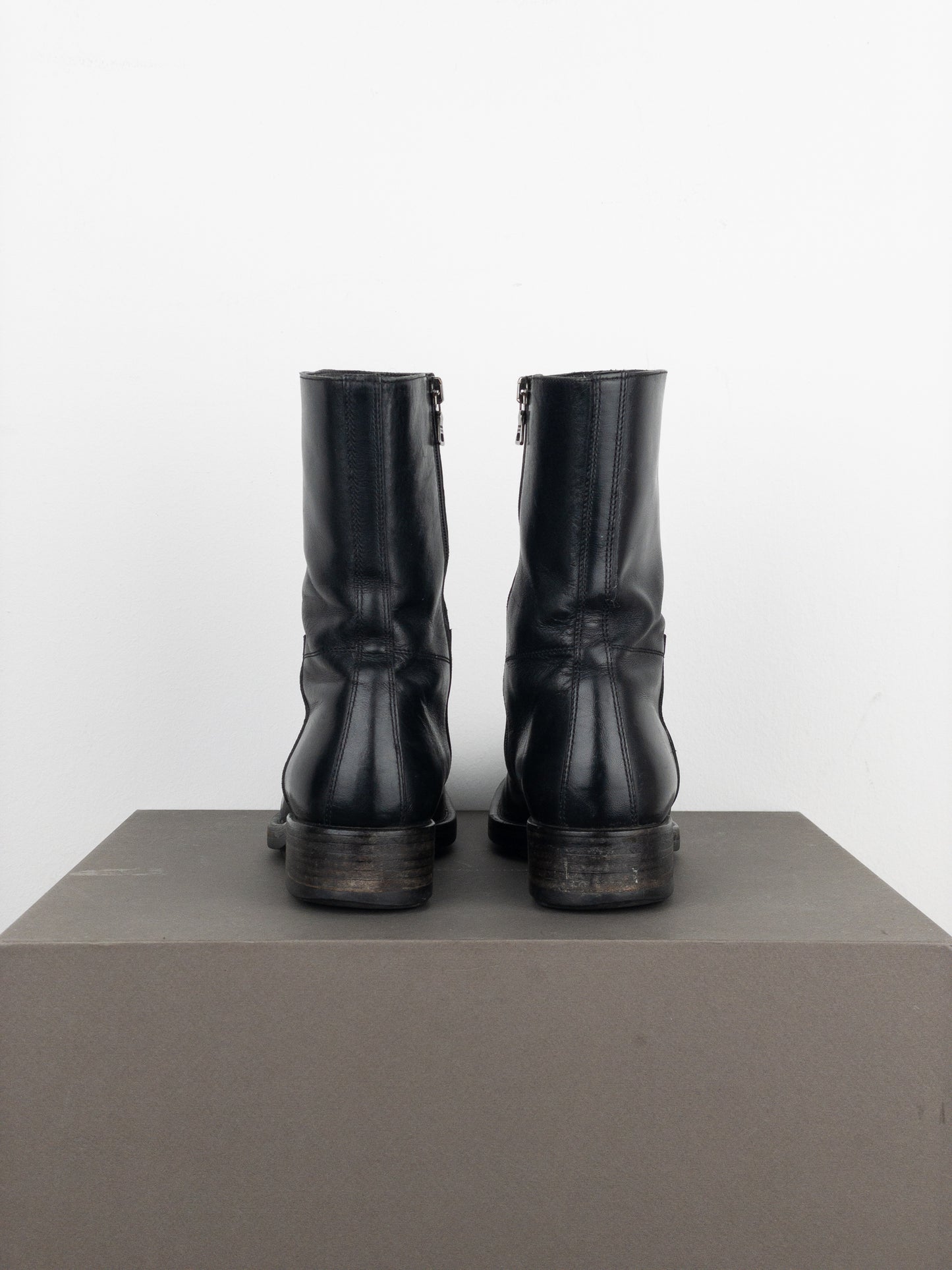 Prada 2000s Leather Biker Moto Ankle Boots
