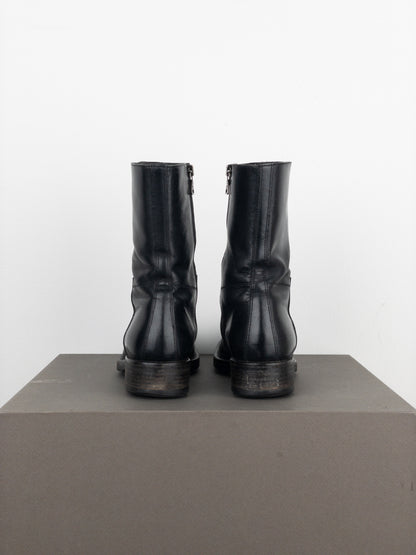 Prada 2000s Leather Biker Moto Ankle Boots