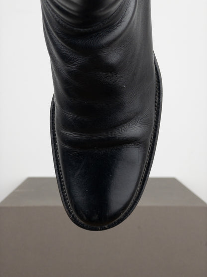 Prada 2000s Leather Biker Moto Ankle Boots