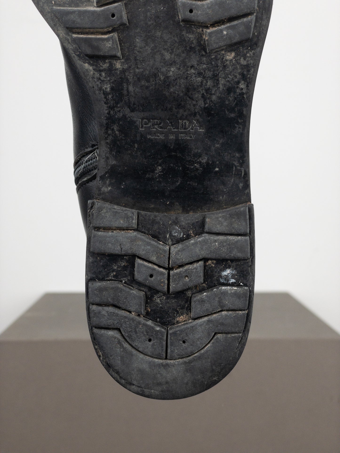 Prada 2000s Leather Biker Moto Ankle Boots