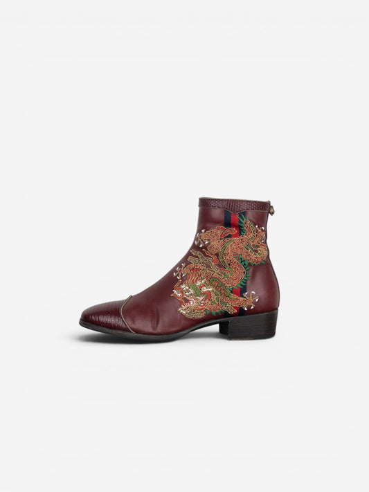 Gucci SS18 Lizard Skin Dragon Embroidery Ankle Boots – photo 3