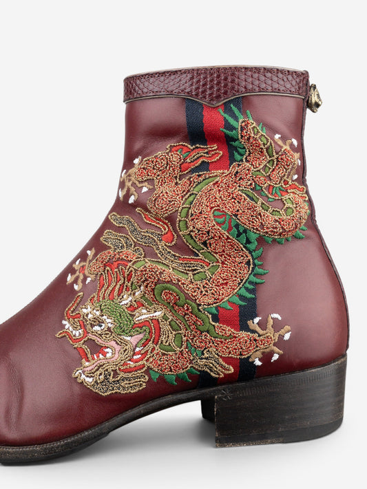 Gucci SS18 Lizard Skin Dragon Embroidery Ankle Boots – photo 8