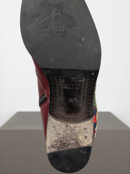 Gucci SS18 Lizard Skin Dragon Embroidery Ankle Boots