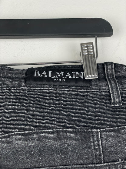 Balmain Bondage-Strap Biker Denim Jeans