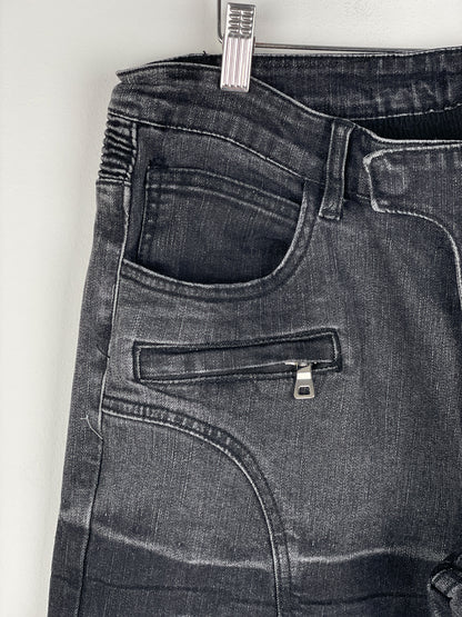 Balmain Bondage-Strap Biker Denim Jeans