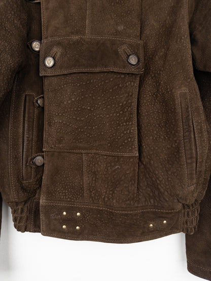 Gucci by Frida Giannini 2000s Swedish Military Leather Bomber Jacket