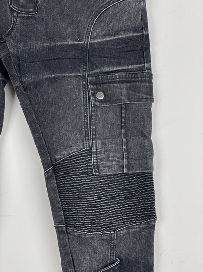 Balmain Bondage-Strap Biker Denim Jeans