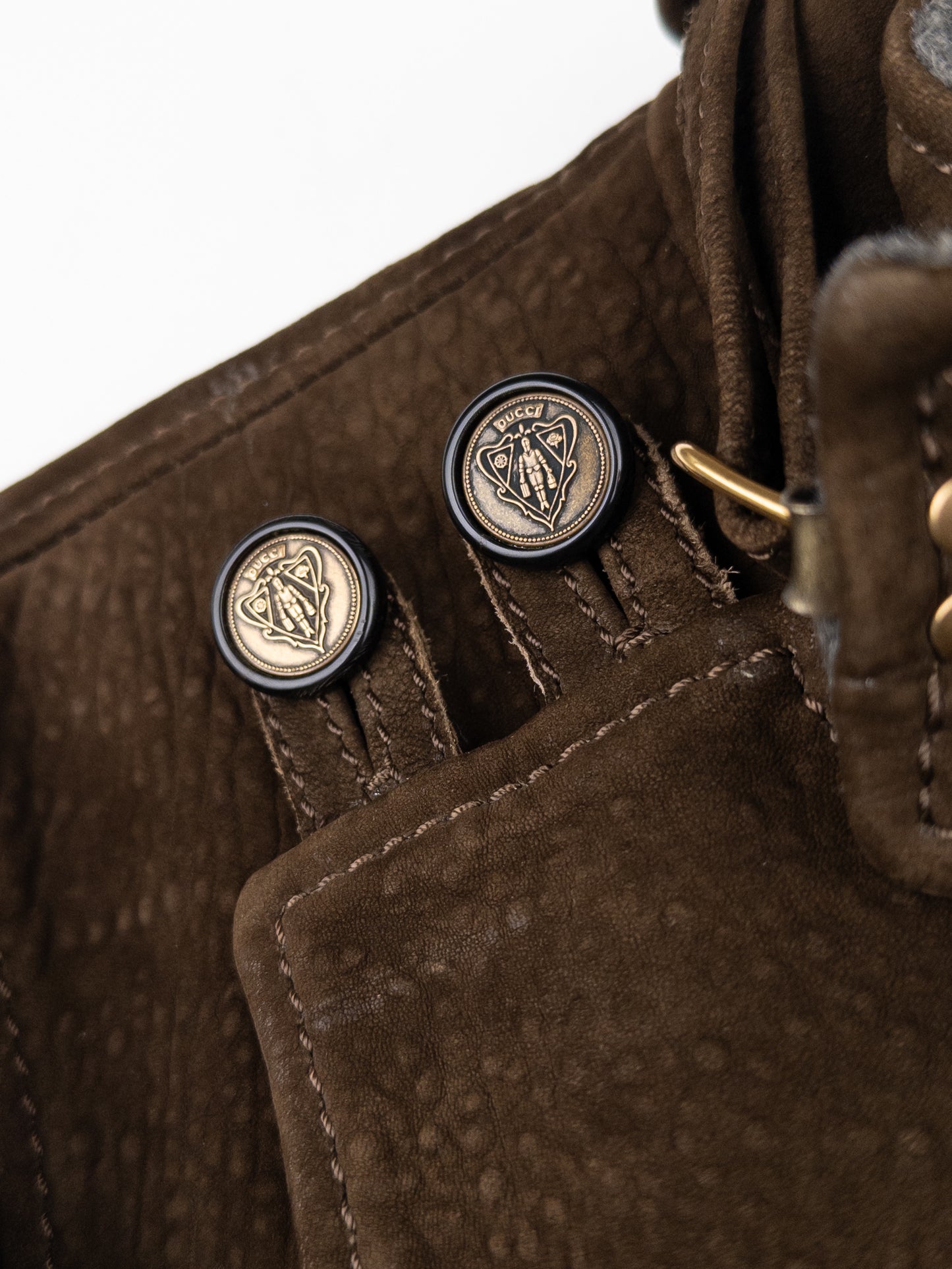Gucci by Frida Giannini 2000s Swedish Military Leather Bomber Jacket