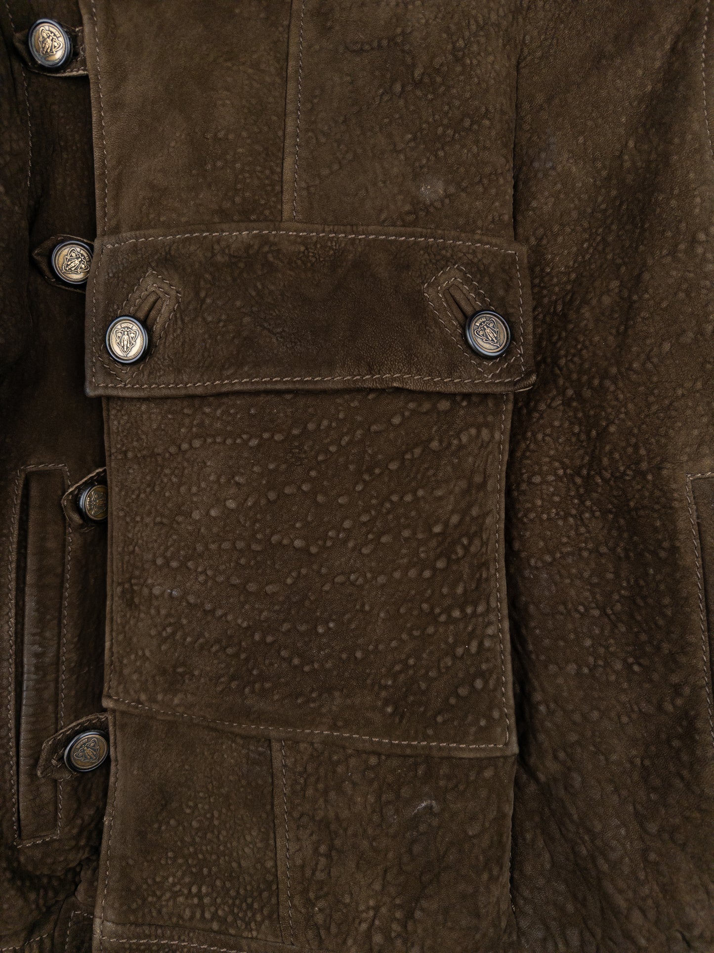 Gucci by Frida Giannini 2000s Swedish Military Leather Bomber Jacket