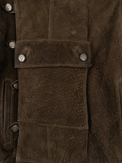 Gucci by Frida Giannini 2000s Swedish Military Leather Bomber Jacket