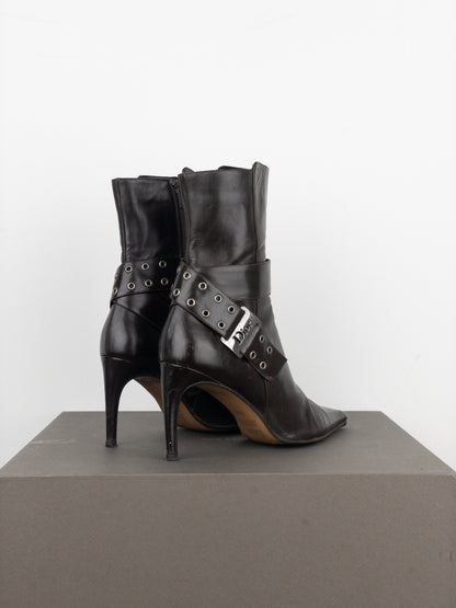 Dior by Galliano SS02 ‘Street Chic’ Buckle Ankle Heel Boots