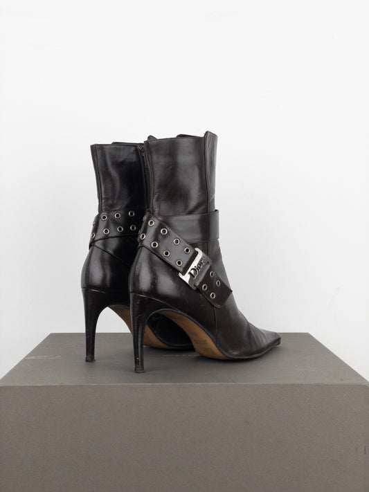 Dior by Galliano SS02 ‘Street Chic’ Buckle Ankle Heel Boots