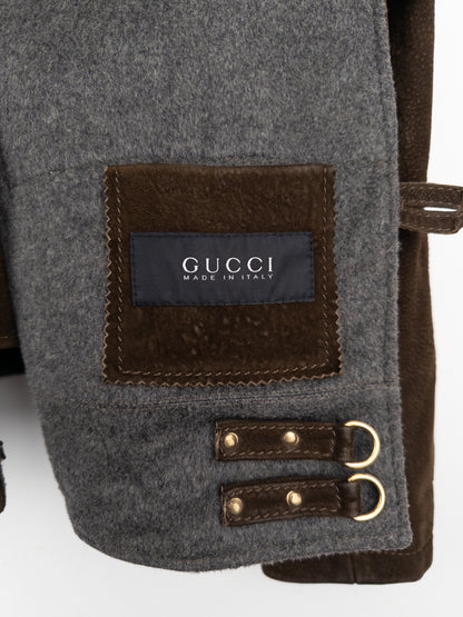 Gucci by Frida Giannini 2000s Swedish Military Leather Bomber Jacket