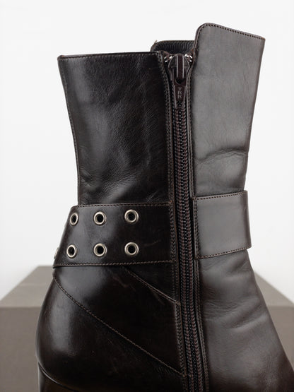 Dior by Galliano SS02 ‘Street Chic’ Buckle Ankle Heel Boots