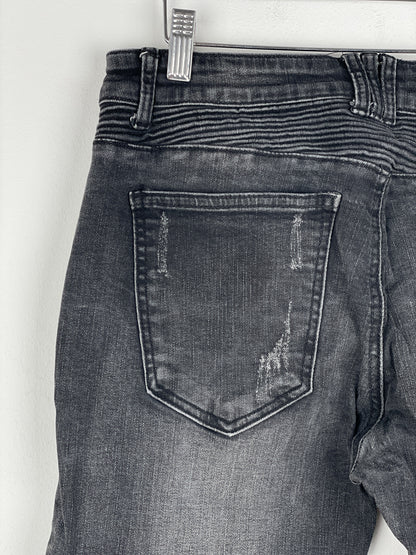 Balmain Repaired Biker Denim Jeans