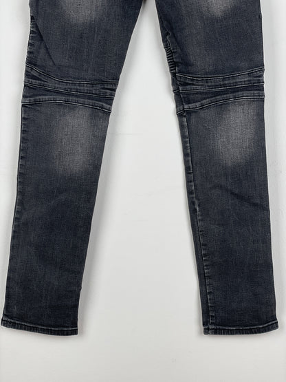 Balmain Repaired Biker Denim Jeans