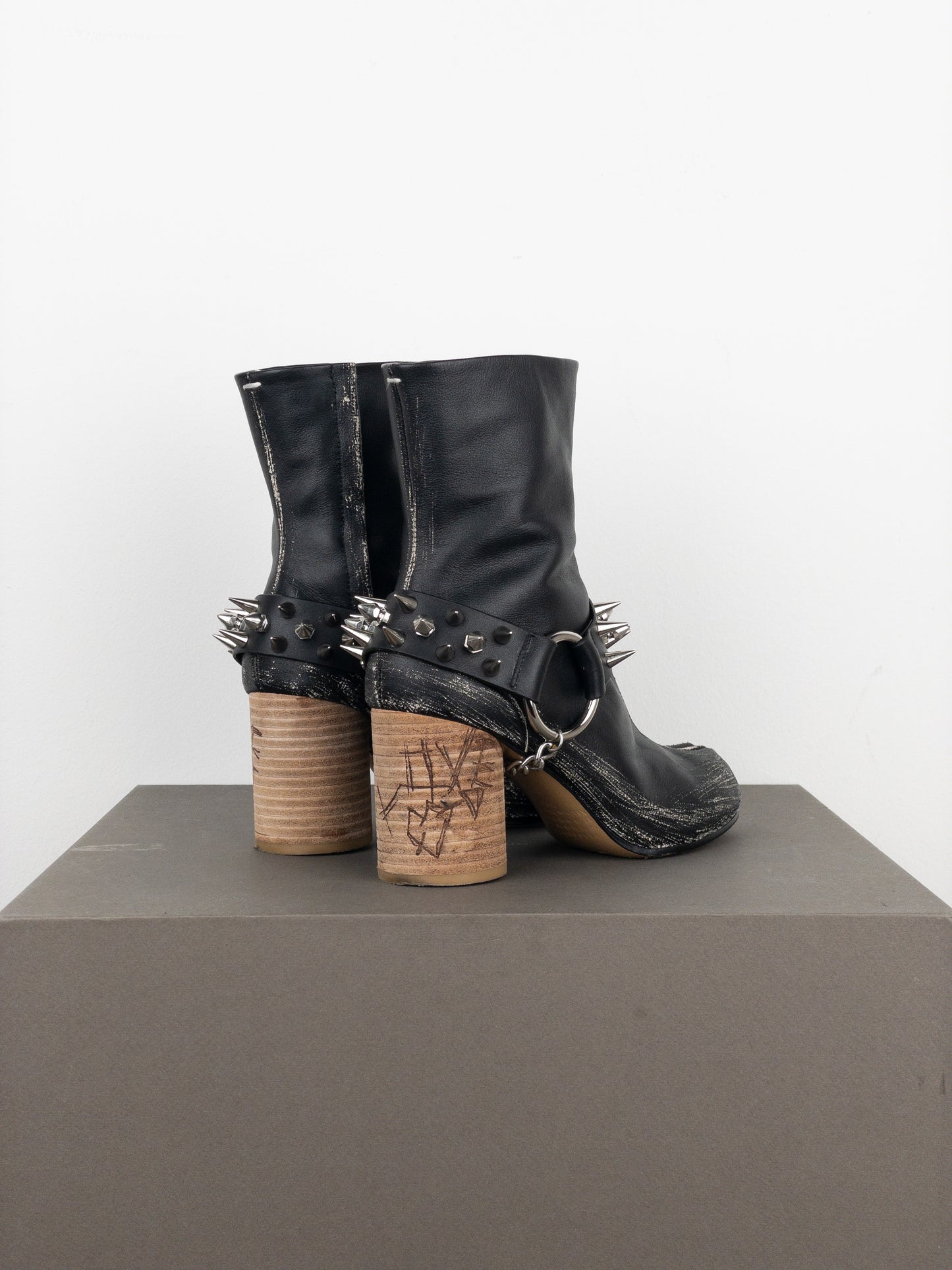 Maison Margiela SS20 Studded ‘Punk’ Tabi Ankle Heel Boots