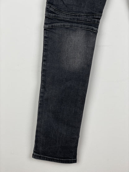 Balmain Repaired Biker Denim Jeans