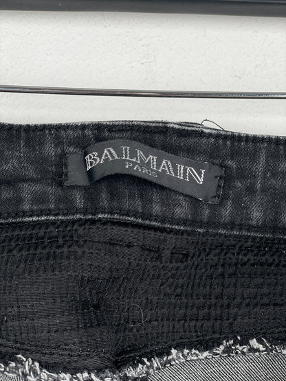 Balmain Repaired Biker Denim Jeans