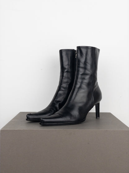 Prada 2000s Pointed-Toe Western Ankle Heel Boots