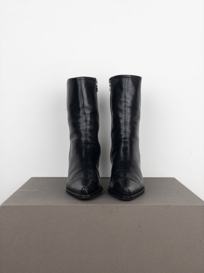 Prada 2000s Pointed-Toe Western Ankle Heel Boots