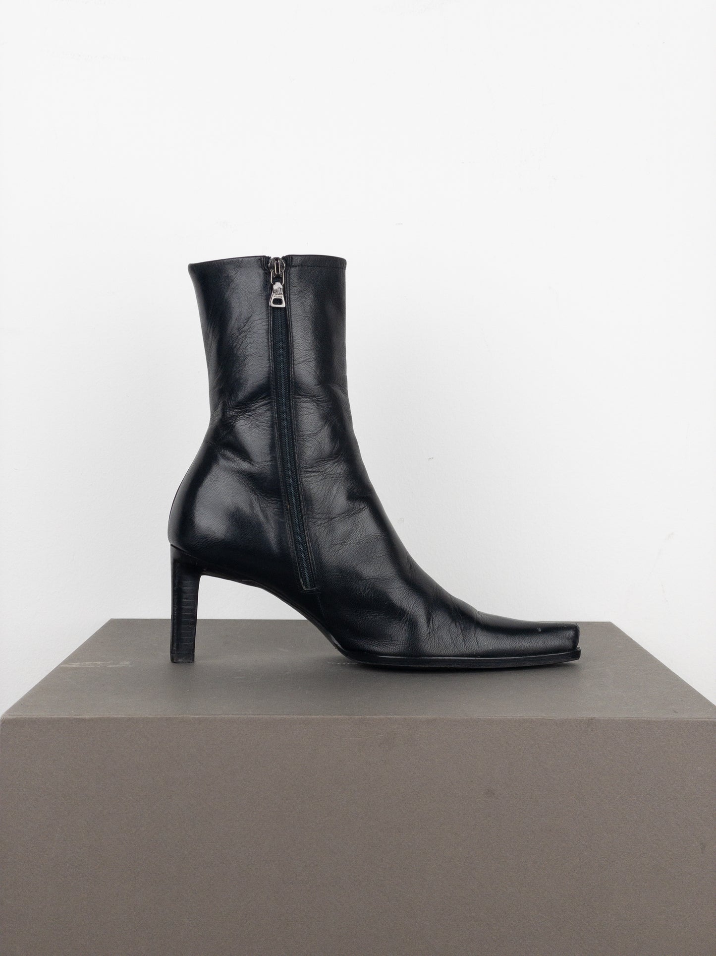 Prada 2000s Pointed-Toe Western Ankle Heel Boots