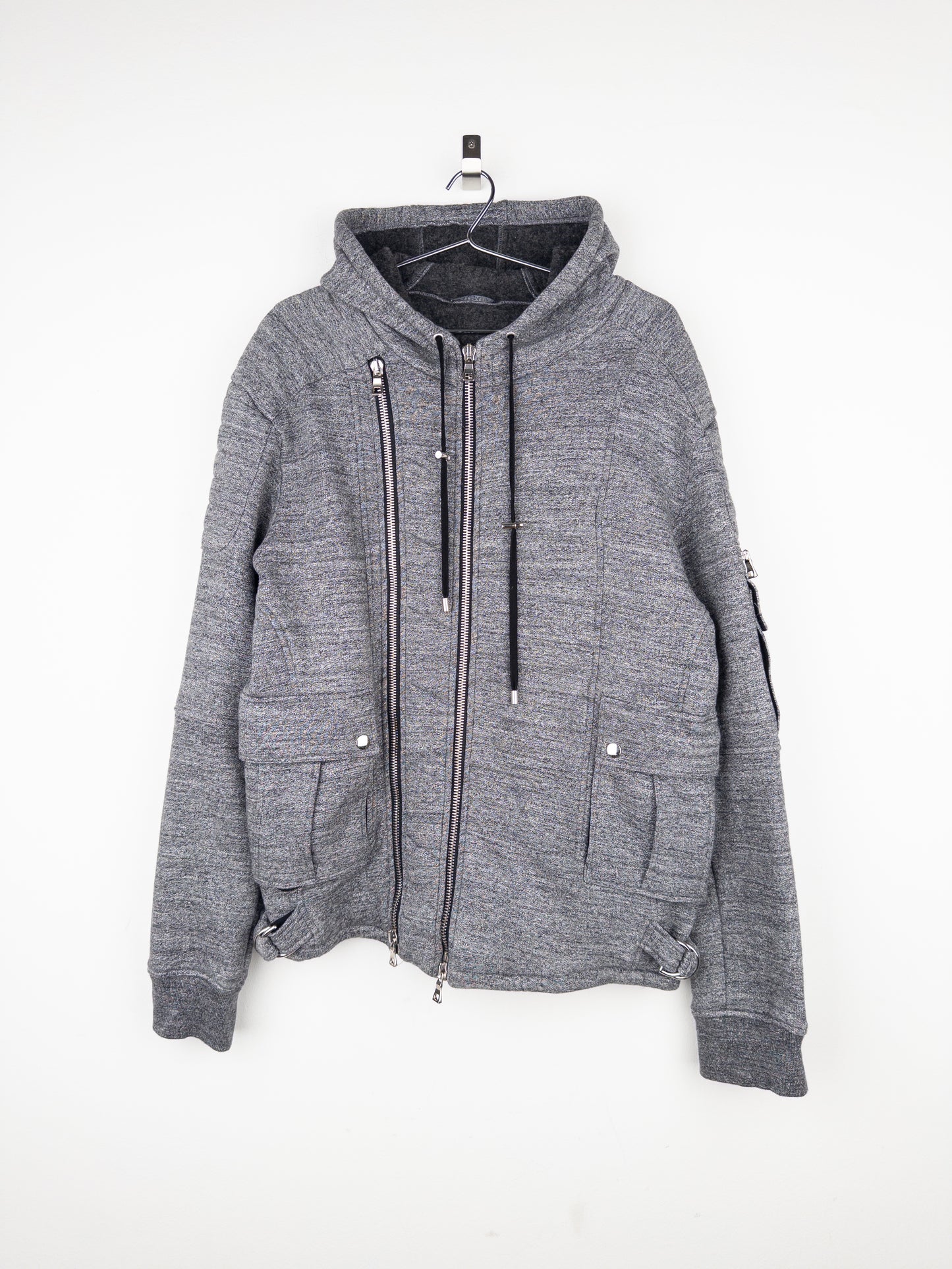 Balmain by Olivier Rousteing 2010s Double-Zip Biker Hoodie Jacket