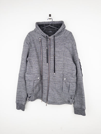 Balmain by Olivier Rousteing 2010s Double-Zip Biker Hoodie Jacket