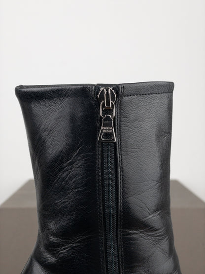 Prada 2000s Pointed-Toe Western Ankle Heel Boots