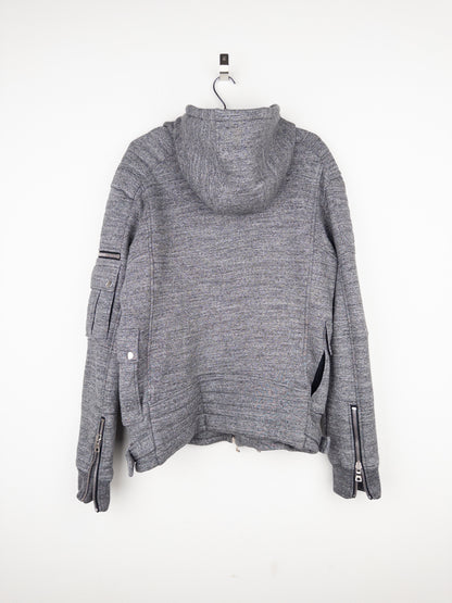 Balmain by Olivier Rousteing 2010s Double-Zip Biker Hoodie Jacket